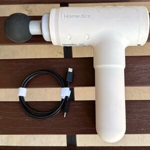 Homedics White Handheld Massage Gun with Black Ball Head